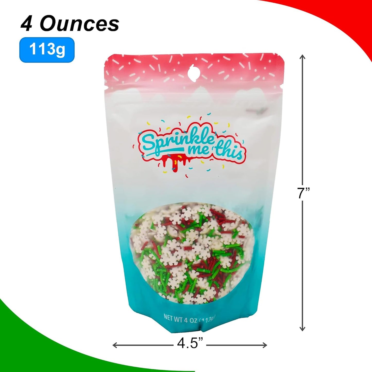 Sprinkle Me This – Jimmies and Snowflakes Sprinkles – 4, 8 & 12 oz – Festive Dessert Topping for Cookies, Cupcakes, and Cakes