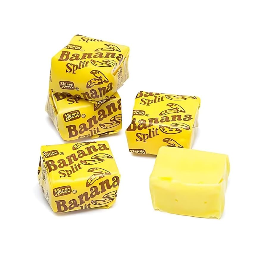 Banana Split Candy Chews – 2.59 lb Box (Approx. 140 Pieces) – Classic Taffy Candy Individually Wrapped