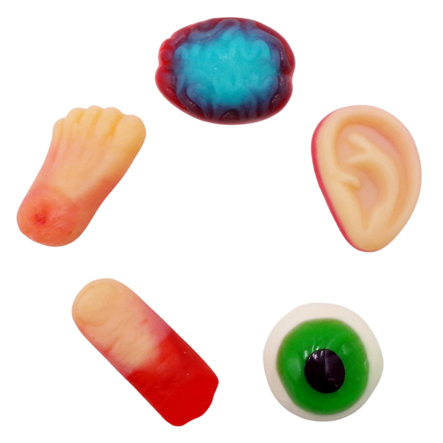 Frankford Halloween Gummy Candy Body Parts (50 Count) – Assortment of 5 Creepy Shapes