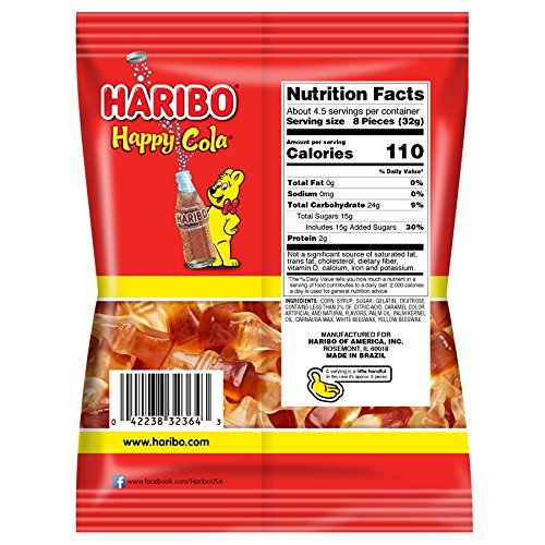 Haribo Gummi Candy Peg Bags – 5oz (Happy-Cola & Peaches)
