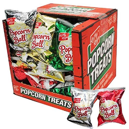 Kathy Kaye Popcorn Balls – Individually Wrapped Popcorn Treats - 8 Count Bag, 18 Count Box, or 18 Count Christmas Box