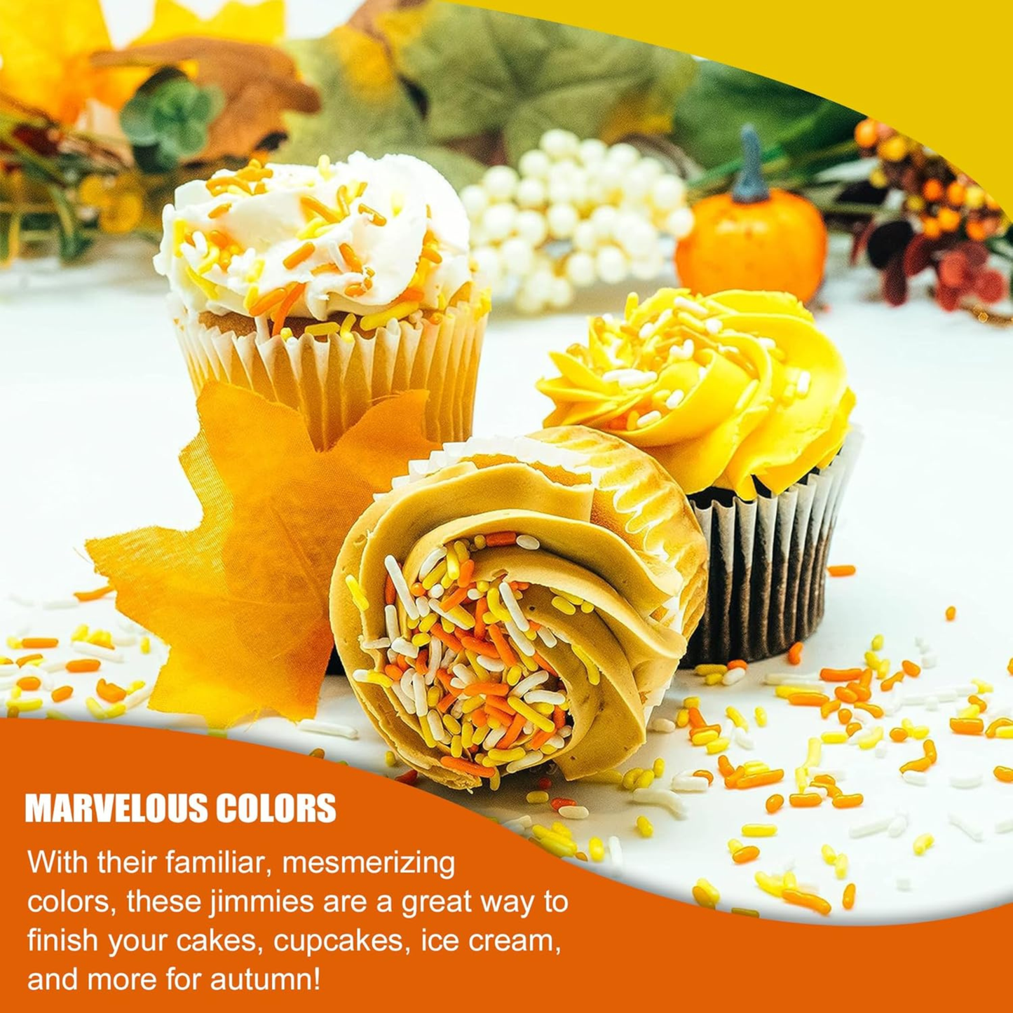 Sprinkle Me This - Harvest Candy Corn Blend Edible Sprinkles - 4, 8 & 12 oz - Fall Dessert Topping for Cookies, Cupcakes & Cakes