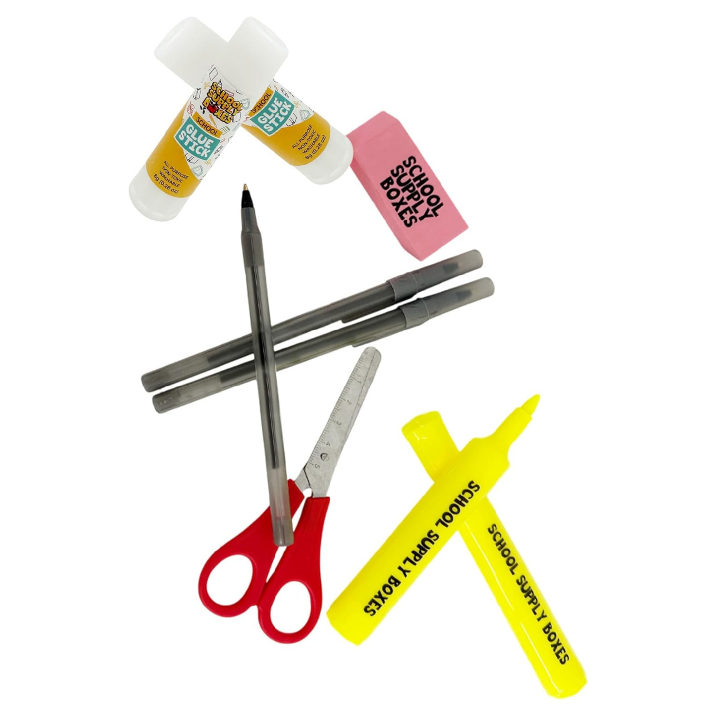 School Supply Boxes | K-8 Bundle - Available in 1 Box, 1 Case (4 Units), or 1 Pallet (180 Units) | Back to School Essentials Kit for Students & Teachers | Includes Spiral Notebook, Crayons, Pens, Pencils, Glue & More