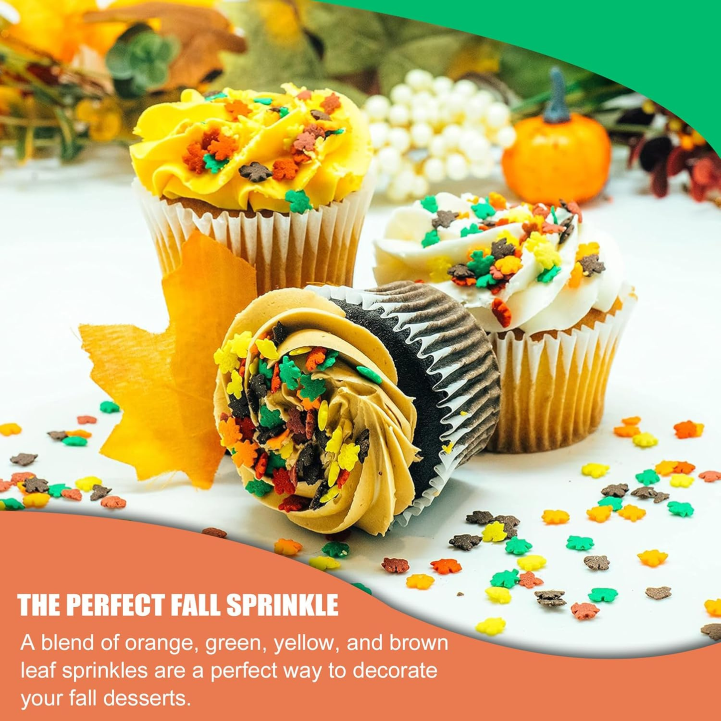 Sprinkle Me This – Raking in the Fall Autumn Leaf Blend Edible Sprinkles – 4, 8 & 12 oz – Fall Dessert Topping for Cookies, Cupcakes & Cakes