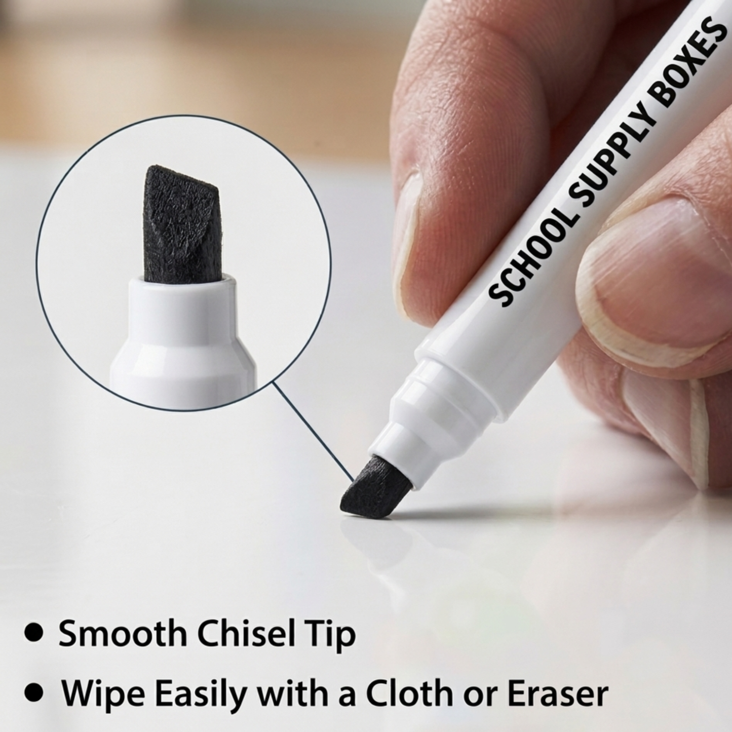School Supply Boxes | Black Dry Erase Markers | Available in 25 Pack, 50 Pack, 100 Pack, & 300 Pack | Bold Chisel Tip, Low-Odor Dry Erase Markers for Whiteboards