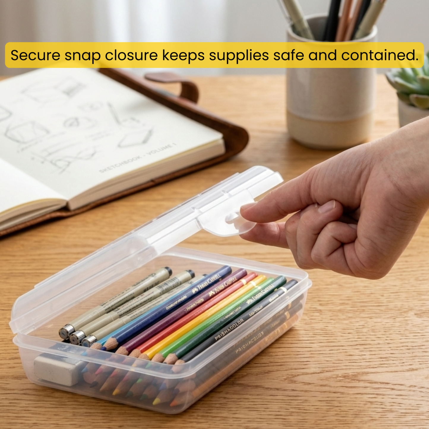 School Supply Boxes | Clear, Translucent Pencil Box | Available in 3 Pack, 6 Pack, 12 Pack, 24 Pack, & 48 Pack | Durable and Stackable Organizer for School Supplies & Office Products