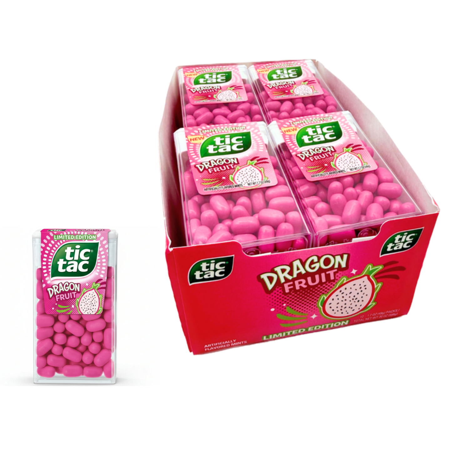 Tic Tac 1.7 oz Mints – Multiple Flavors Available – Wintergreen, Fruit Adventure, Freshmints, Orange, Dragon Fruit & Dr Pepper – 1, 3, or 12 Pack