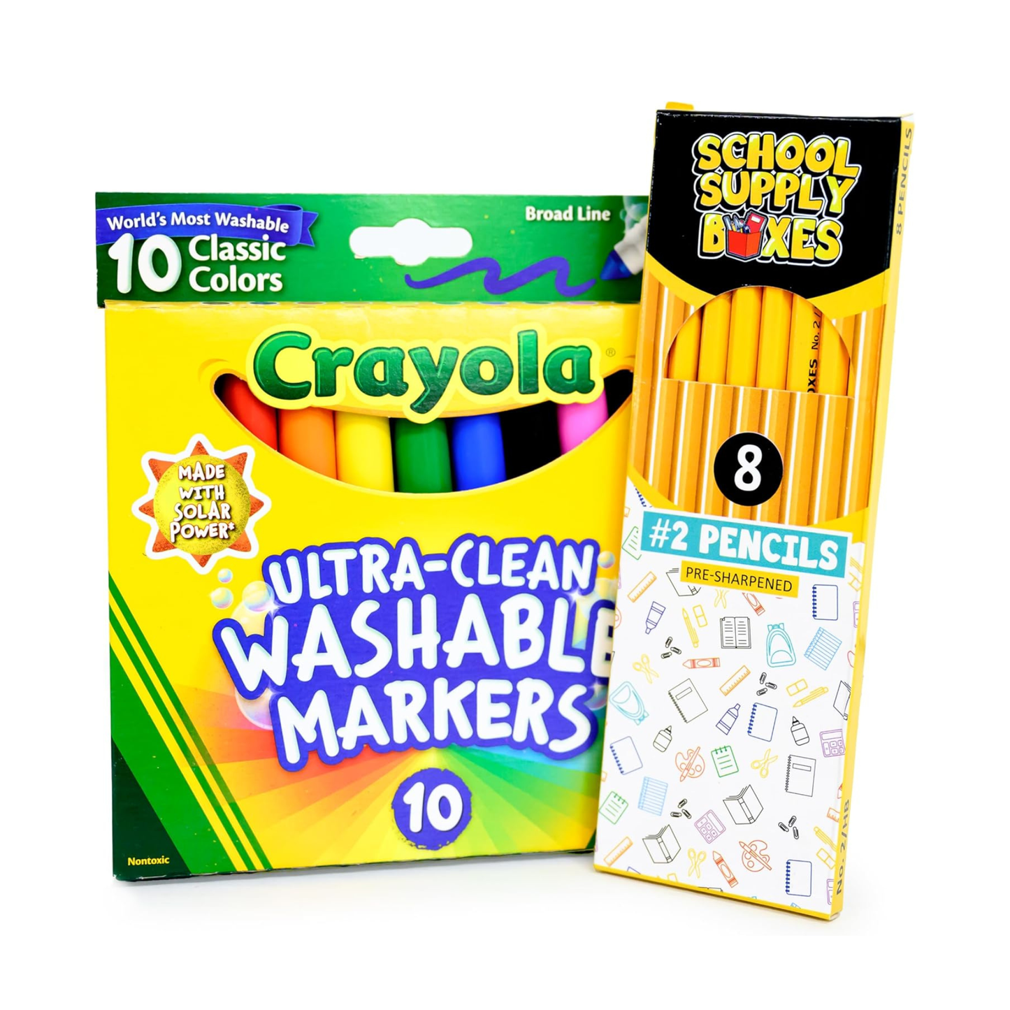 School Supply Boxes | Back to School Essentials Supplies Kit Bundle for K-8 Students (20 Piece) | First Day of School Must-Have Set with Notebooks, Pencils, Folders & More