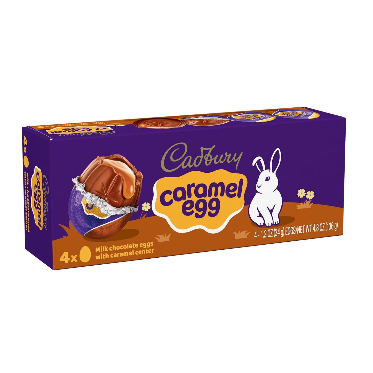 Cadbury Caramel Milk Chocolate Eggs – 4.8 oz, 4‑Count Box with Gooey Caramel Center Easter Treats