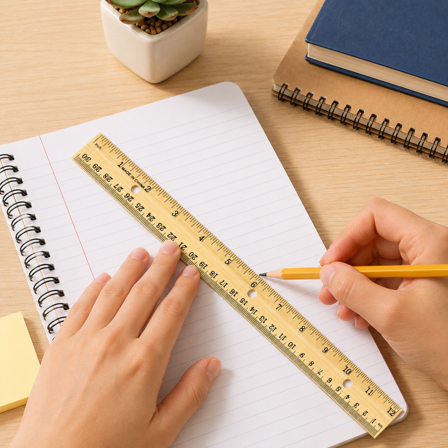 School Supply Boxes | 12" Wooden Ruler with 3-Ring Binder Holes | Available in 10 Pack, 20 Pack, 50 Pack, & 250 Pack | Durable Classroom and Office Supplies