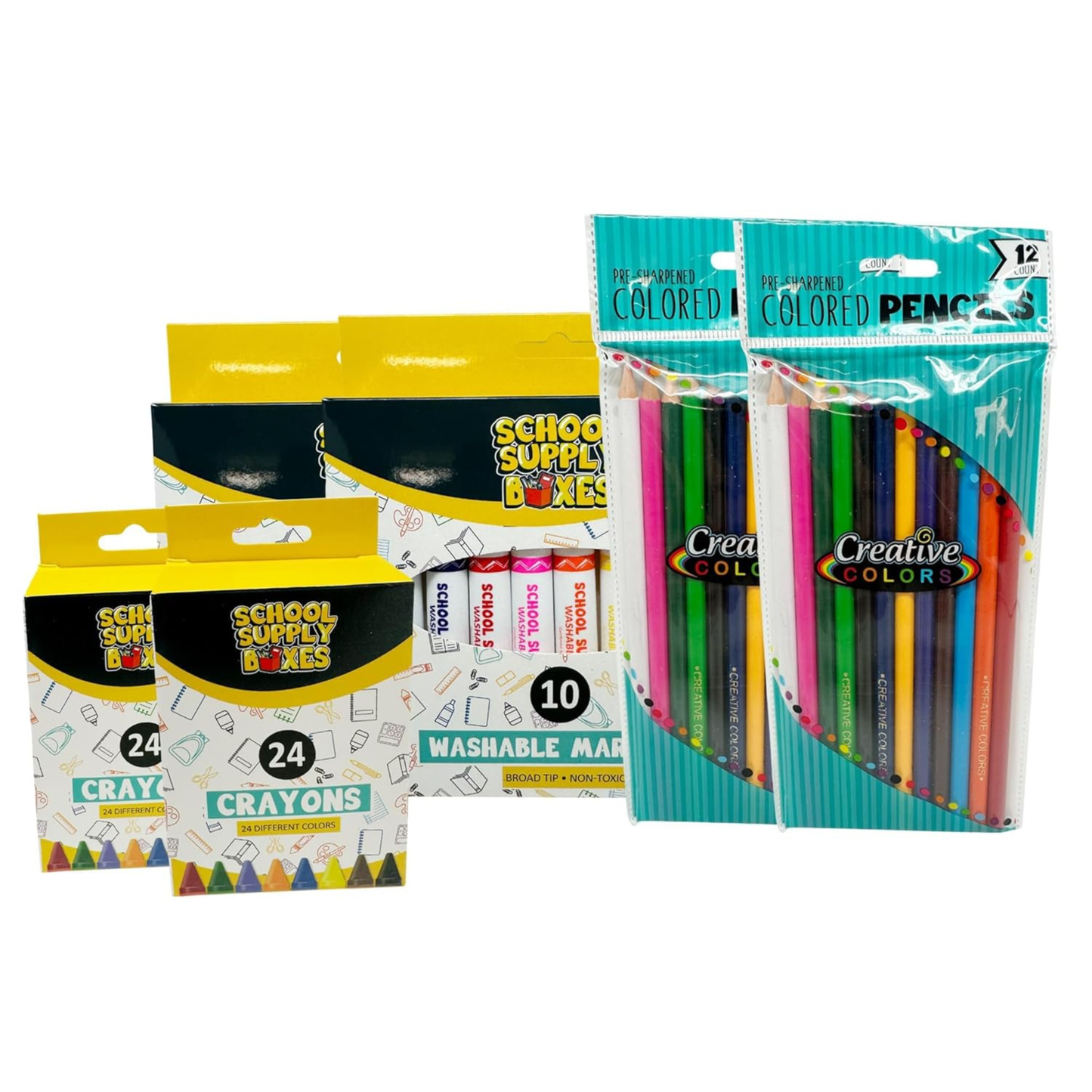 School Supply Boxes | Mega Back to School Bundle (308 Piece) | House Brand Edition | Available in a Box (1 Unit), a Case (2 Units), and a Pallet (36 Units)