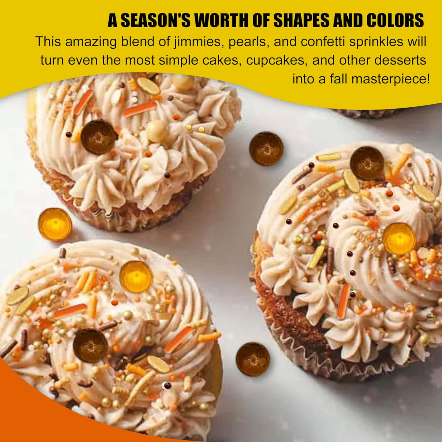 Sprinkle Me This - Harvest Season Blend Edible Sprinkles - 4, 8 & 12 oz - Fall Dessert Topping for Cookies, Cupcakes & Cakes