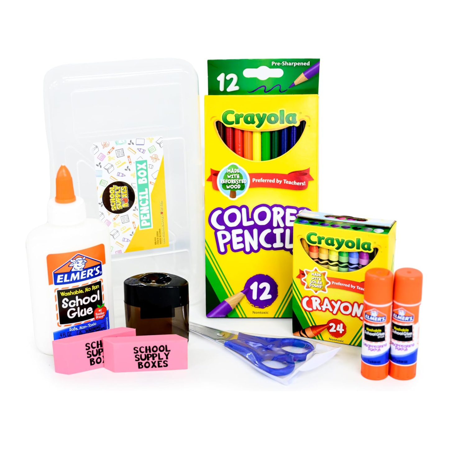 School Supply Boxes | Back to School Essentials Supplies Kit Bundle for K-8 Students (20 Piece) | First Day of School Must-Have Set with Notebooks, Pencils, Folders & More