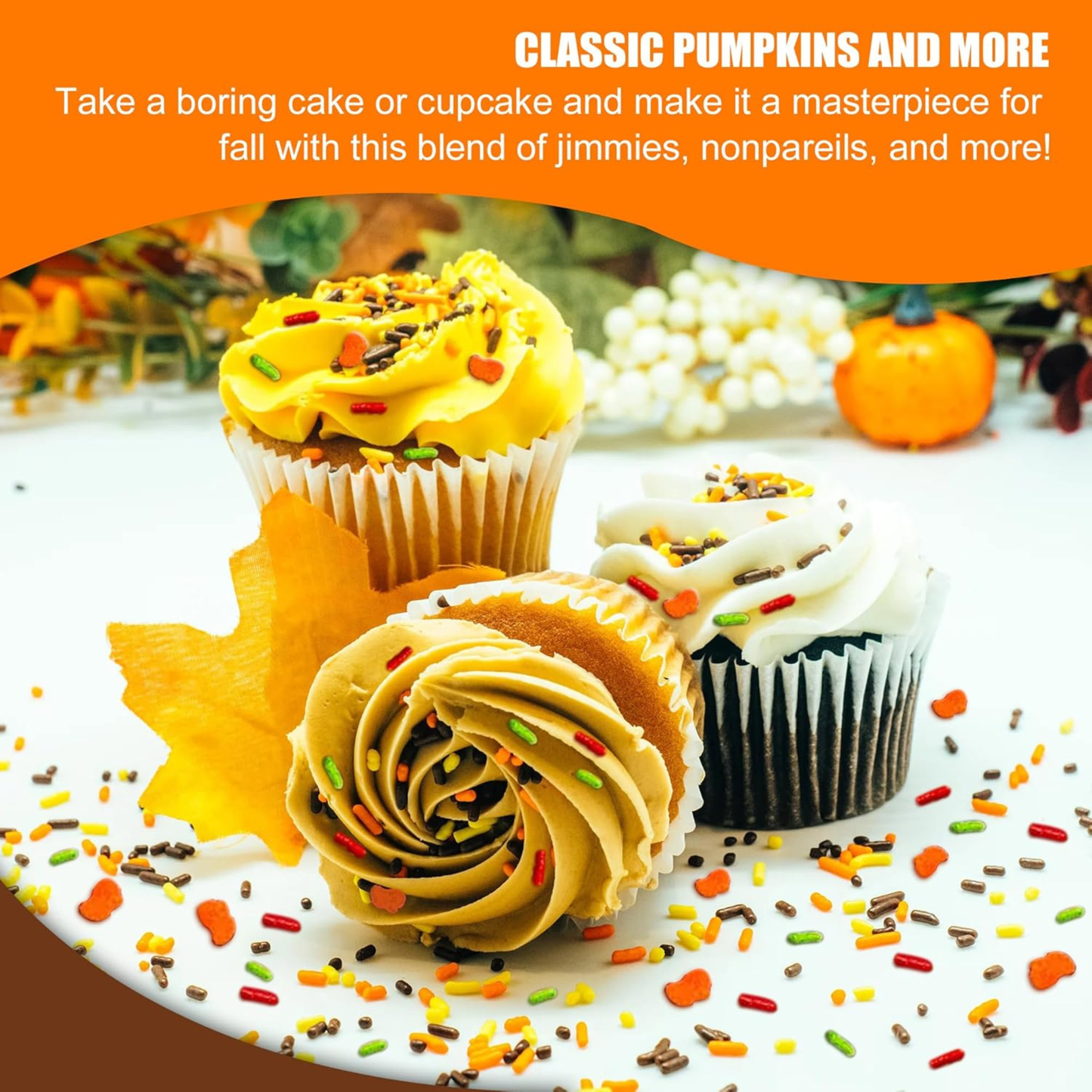 Sprinkle Me This – Pumpkin Decorrette Blend Edible Sprinkles – 4, 8 & 12 oz – Fall Dessert Topping for Cookies, Cupcakes & Cakes