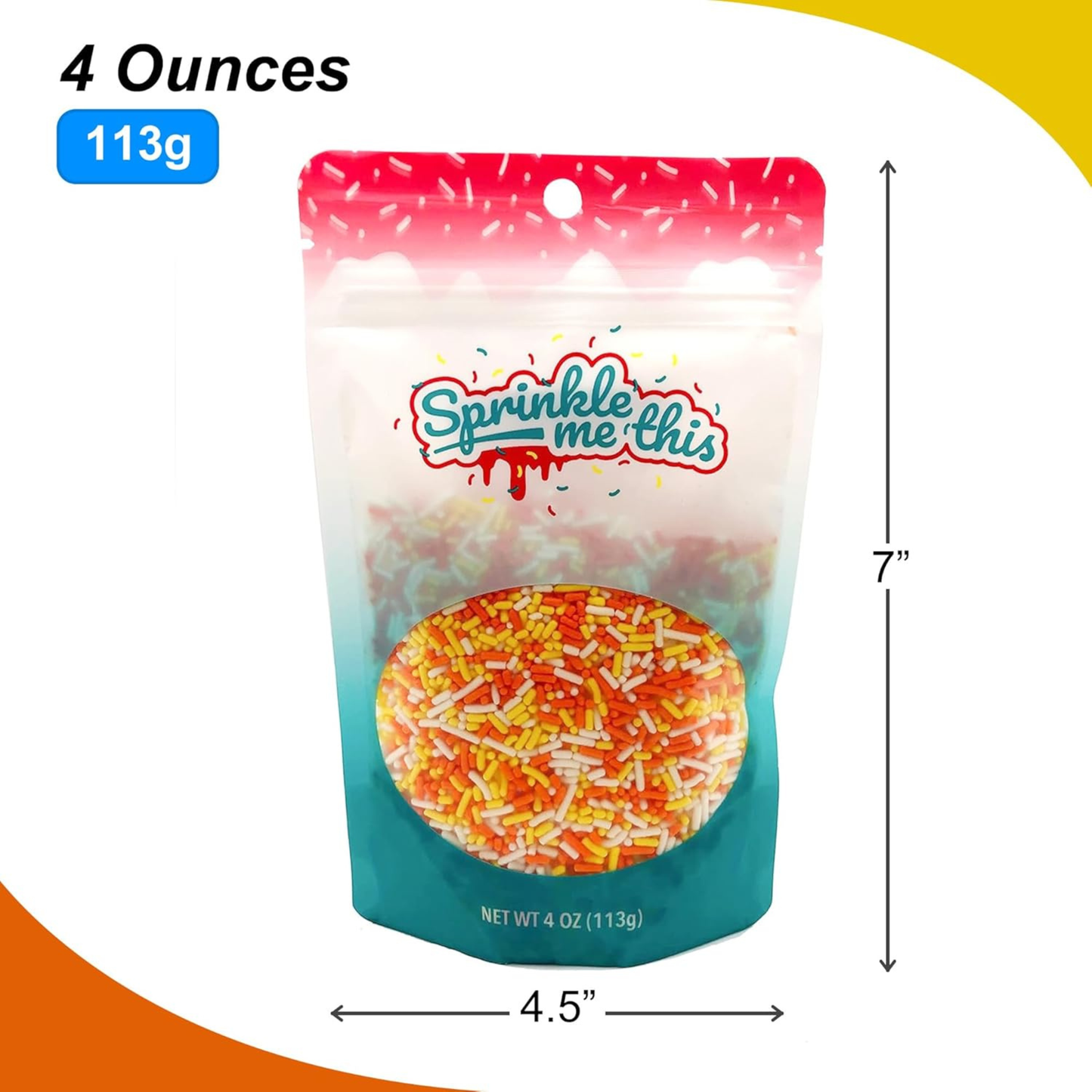 Sprinkle Me This - Harvest Candy Corn Blend Edible Sprinkles - 4, 8 & 12 oz - Fall Dessert Topping for Cookies, Cupcakes & Cakes
