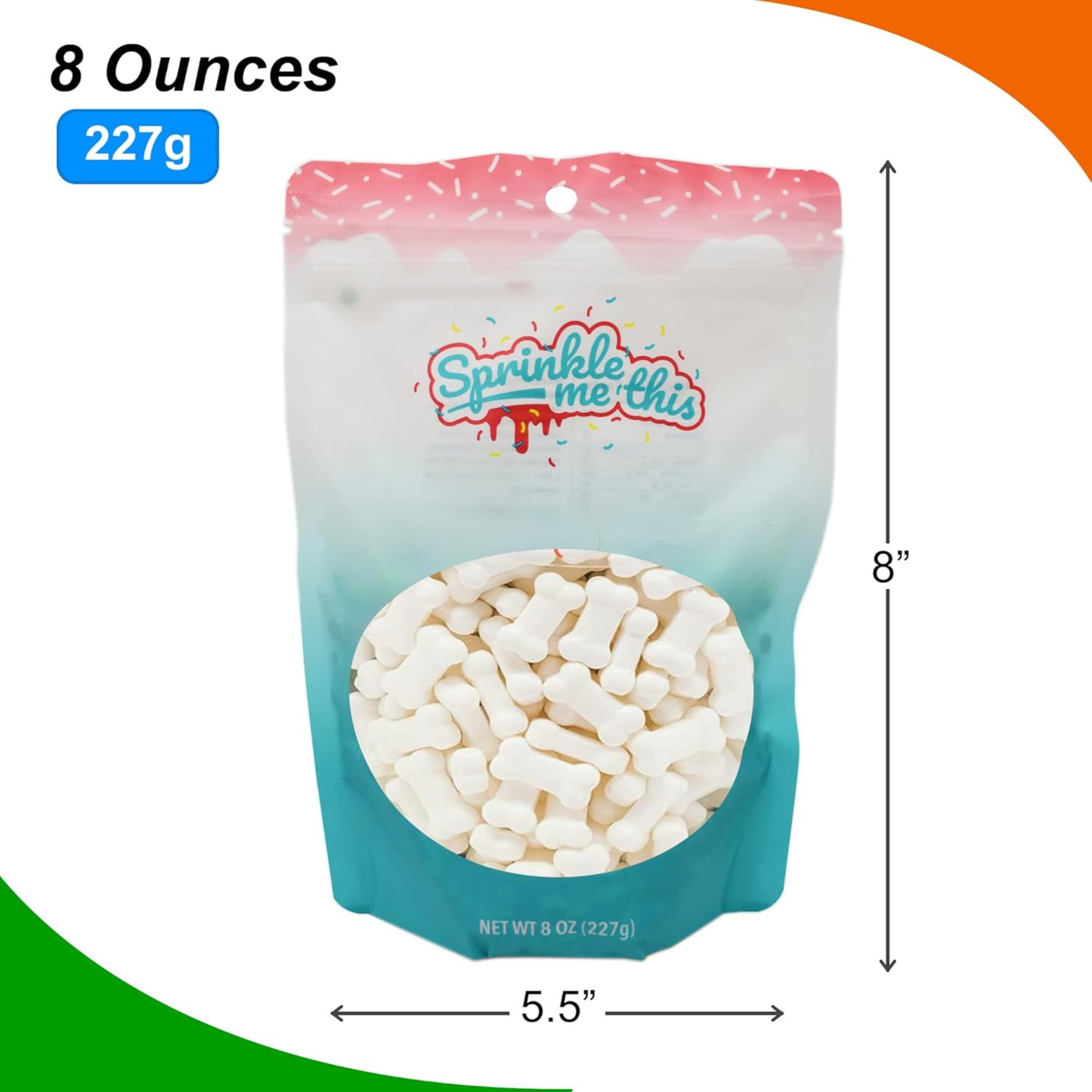 Sprinkle Me This – Bag of Bones Candy Sprinkles – 4, 8 & 12 oz – Halloween Dessert Topping for Cookies, Cupcakes & Cakes