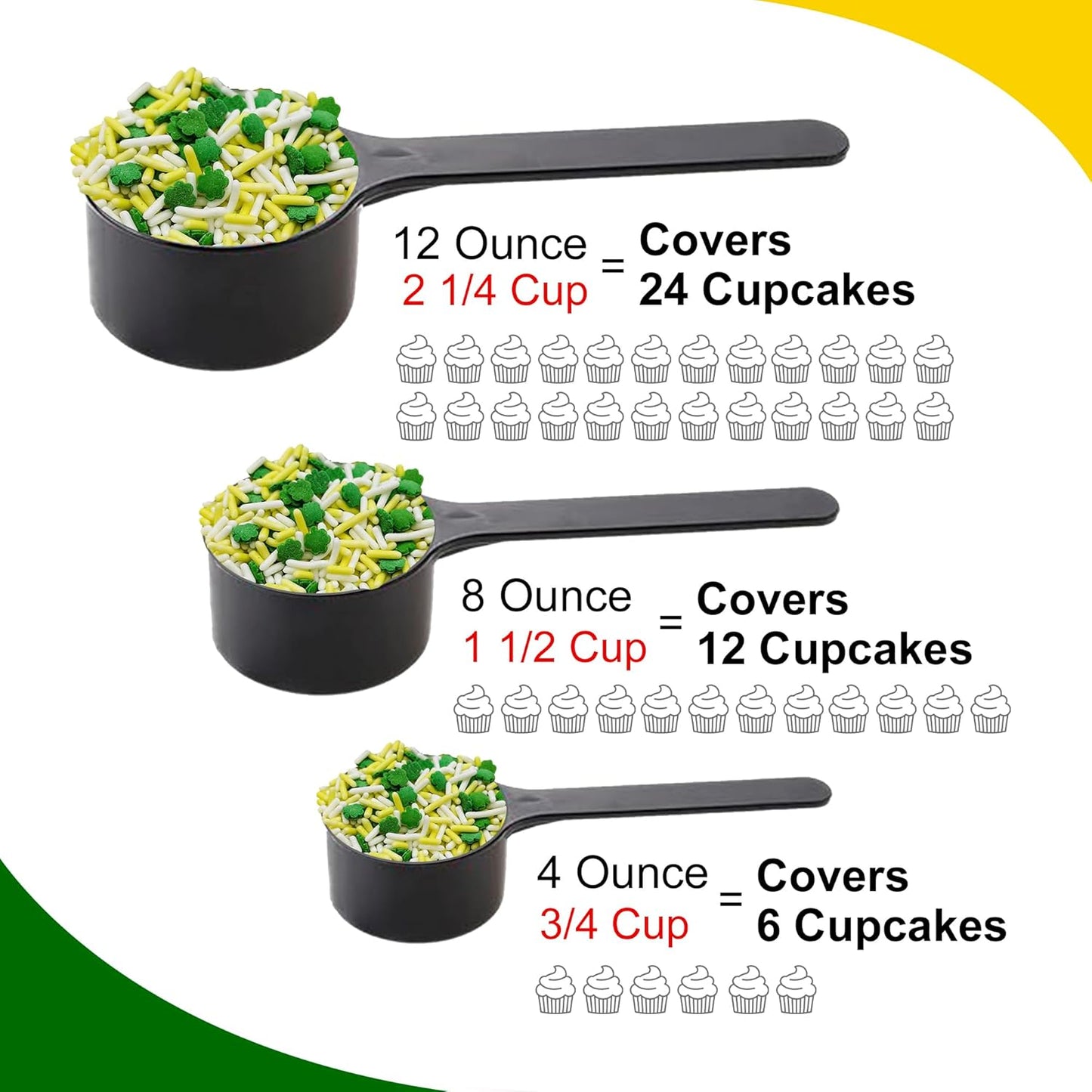 St. Pat’s Luck Sprinkle Blend – Shamrock, White & Yellow Sprinkles | 4, 8 & 12 oz Bags