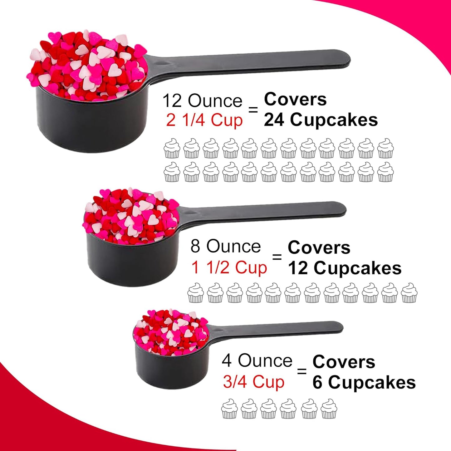 Sprinkle Me This – Say It From the Heart – Pink, White & Red Heart Sprinkles – 4, 8, 12 oz – Valentine’s Baking & Dessert Decorating