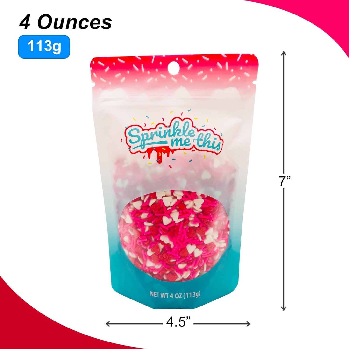 Sprinkle Me This – Made with Love Pink Heart Sprinkles – 4, 8, 12 oz – Fun & Festive Cake, Cupcake & Dessert Decorations