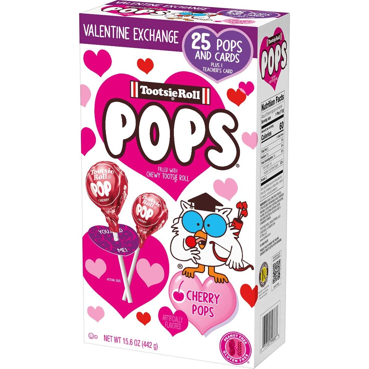 Tootsie Pop Valentine Friendship Exchange Kit, 15.6 ounce Box – 25 Cherry Lollipops & Cards Plus 1 Teacher Card