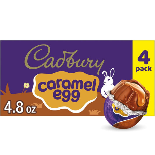 Cadbury Caramel Milk Chocolate Eggs – 4.8 oz, 4‑Count Box with Gooey Caramel Center Easter Treats