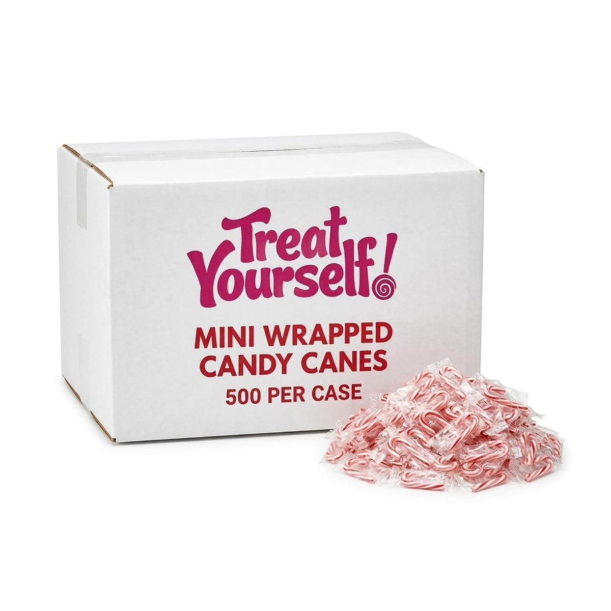 Treat Yourself! | Mini Wrapped Candy Canes | Multiple Pack Sizes | Individually Wrapped Peppermint Candy Canes for Parties, Candy Bowls, & Desserts