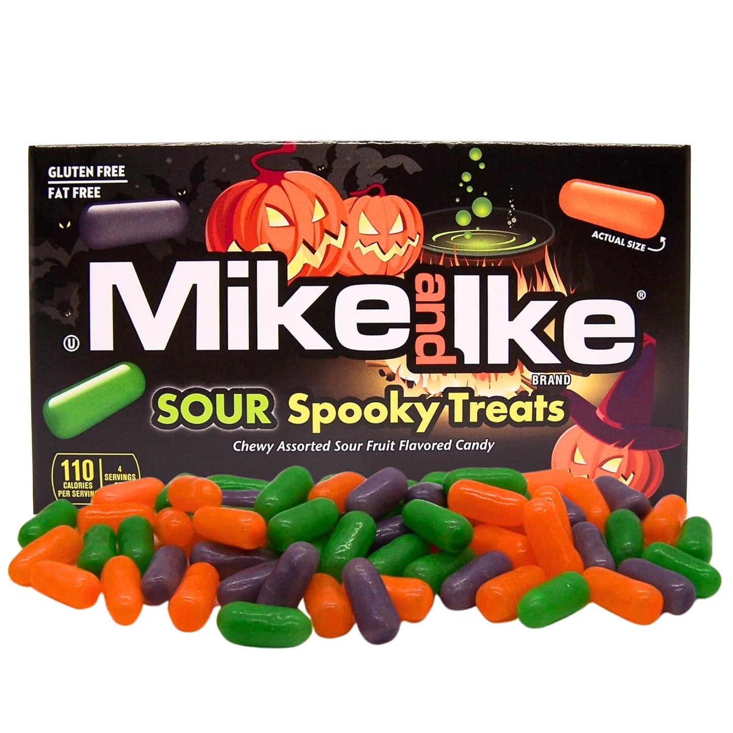 Mike and Ike Sour Spooky Treats (4.25 oz box) – Halloween Candy Mix – Sour Ghoulish Grape, Sour Orange Scream & Sour Wicked Watermelon