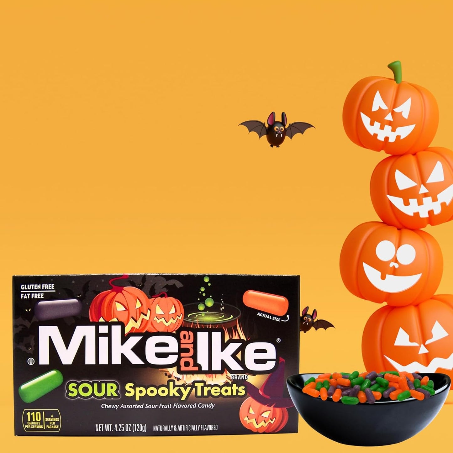 Mike and Ike Sour Spooky Treats (4.25 oz box) – Halloween Candy Mix – Sour Ghoulish Grape, Sour Orange Scream & Sour Wicked Watermelon
