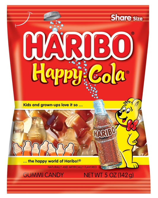 Haribo Gummi Candy Peg Bags – 5oz (Happy-Cola & Peaches)