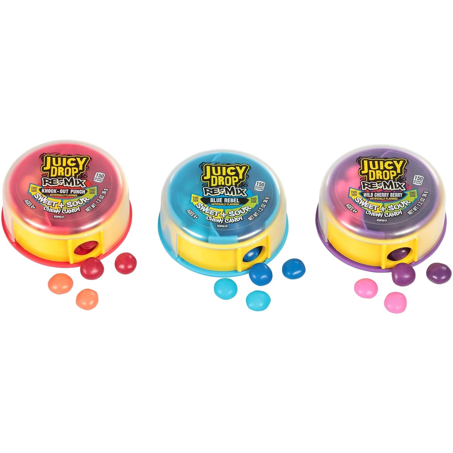 Juicy Drop Re-Mix Candies – 8 Count Box – Assorted Flavors (Knockout Punch, Blue Rebel, Wild Cherry Berry)