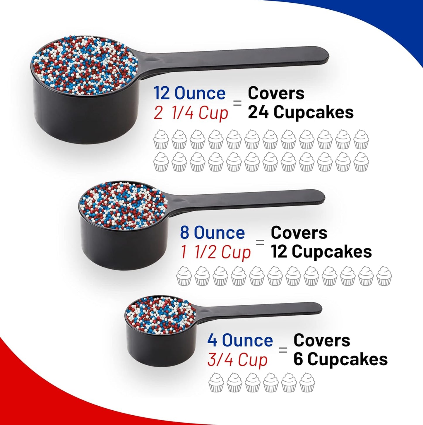 Sprinkle Me This – 4th of July Nonpareils – Patriotic Sprinkles – Red, White & Blue – 4, 8 & 12 oz for Baking & Decorating