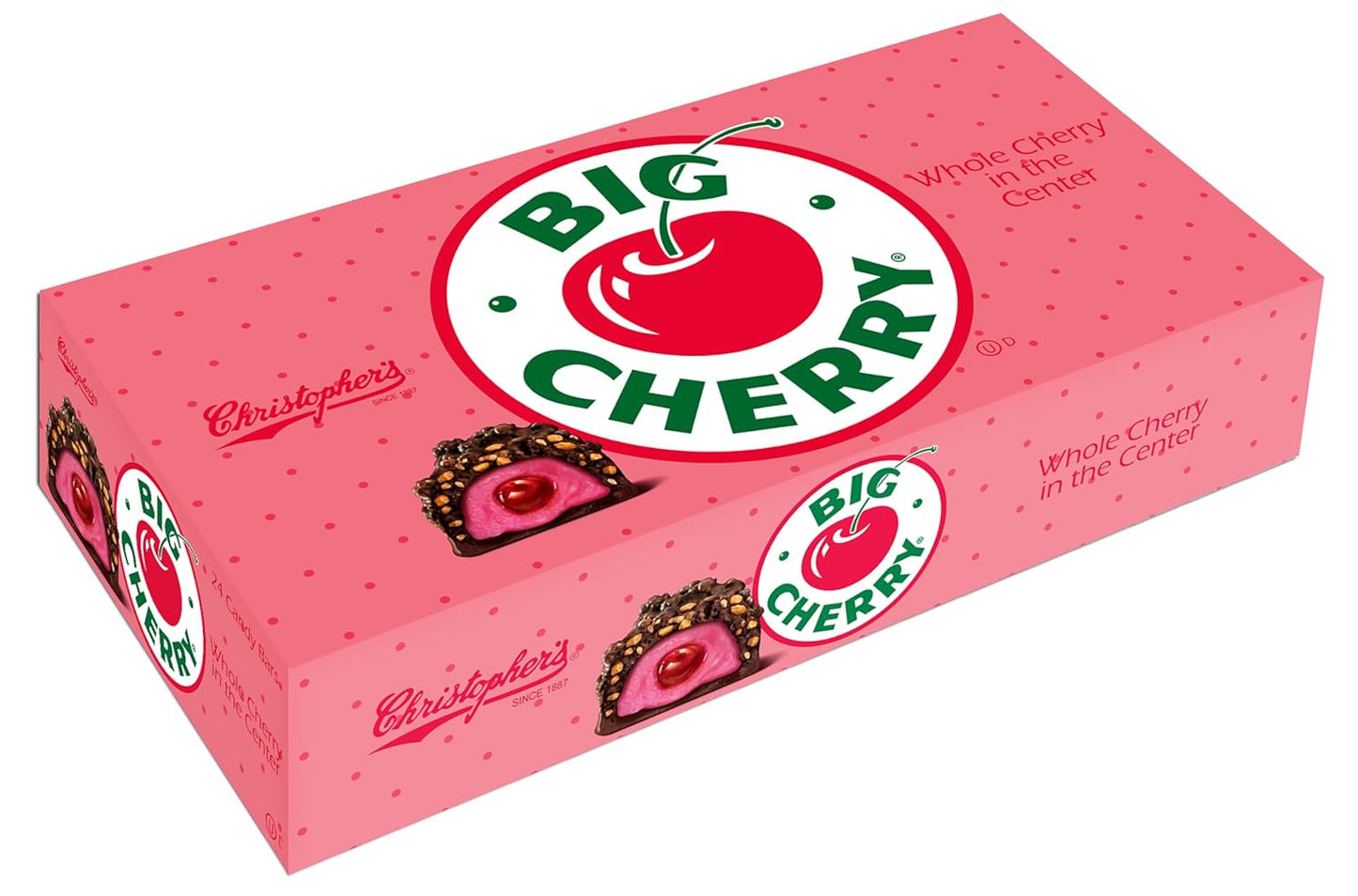 Christopher’s Big Cherry Candy Bar (1.75 oz) – Available in 1 Pack, 6 Pack, 24 Pack – Whole Cherry in Chocolate with Roasted Peanuts & Creamy Center