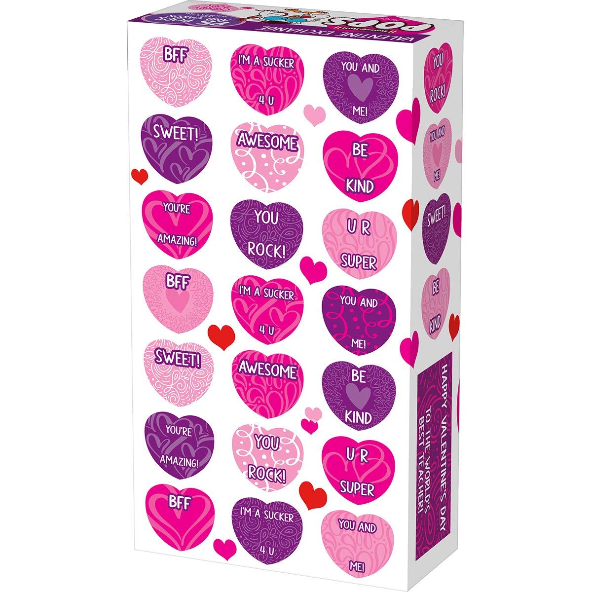 Tootsie Pop Valentine Friendship Exchange Kit, 15.6 ounce Box – 25 Cherry Lollipops & Cards Plus 1 Teacher Card