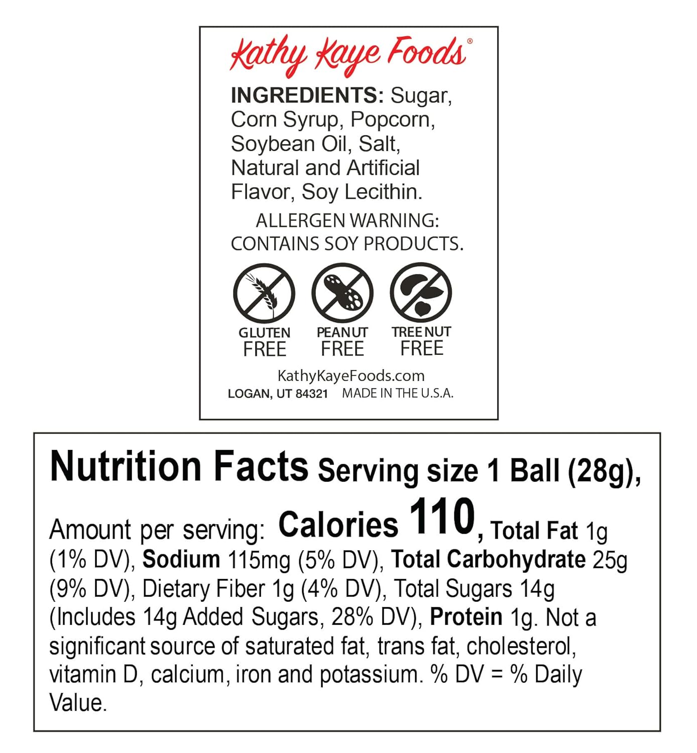 Kathy Kaye Popcorn Balls – Individually Wrapped Popcorn Treats - 8 Count Bag or 18 Count Box