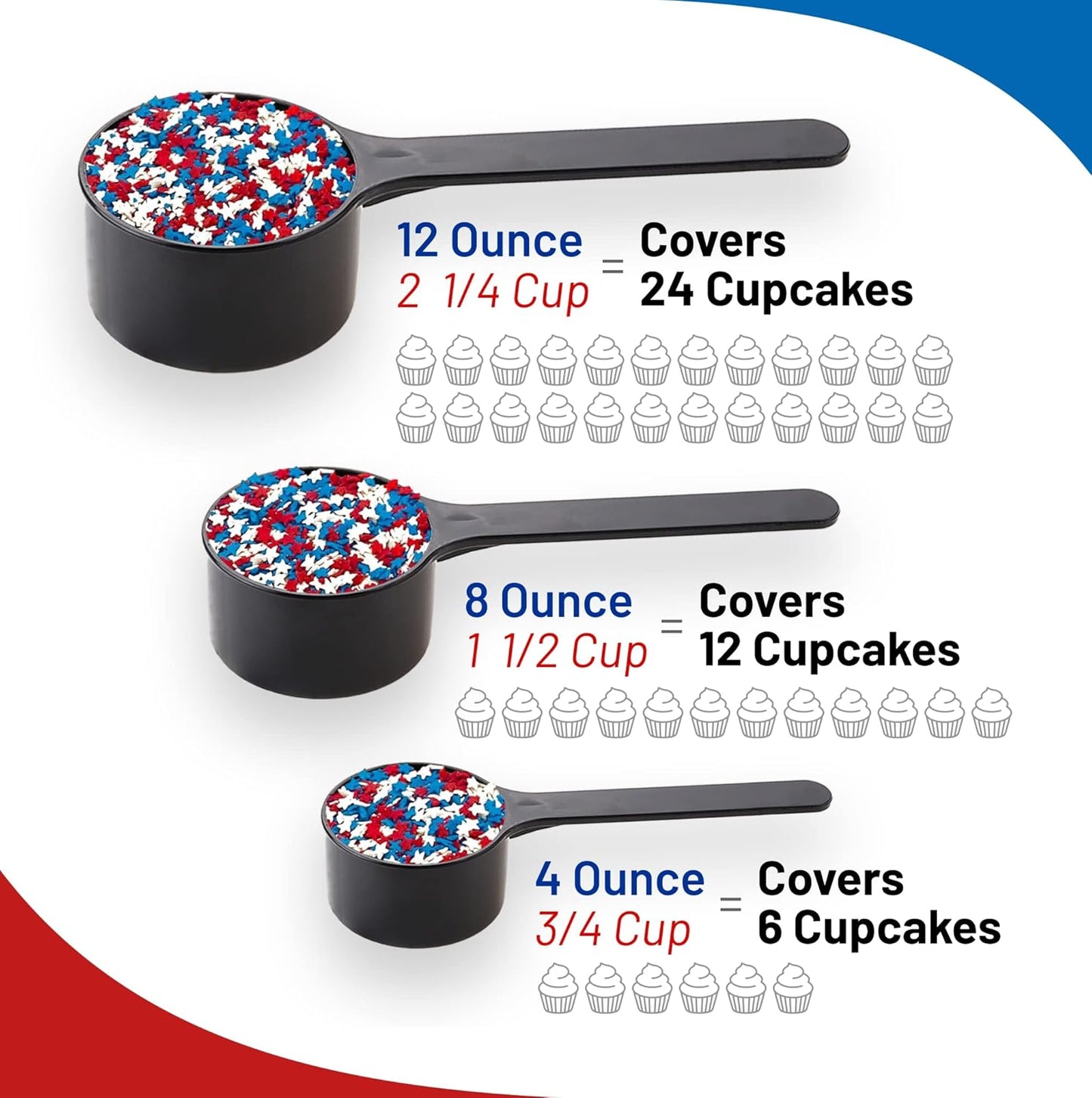 Sprinkle Me This – Patriotic 4th of July Large Star Sprinkles – Red, White & Blue – 4, 8 & 12 oz