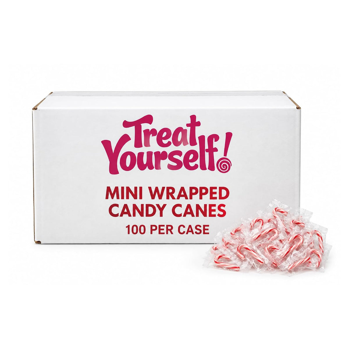 Treat Yourself! | Mini Wrapped Candy Canes | Multiple Pack Sizes | Individually Wrapped Peppermint Candy Canes for Parties, Candy Bowls, & Desserts