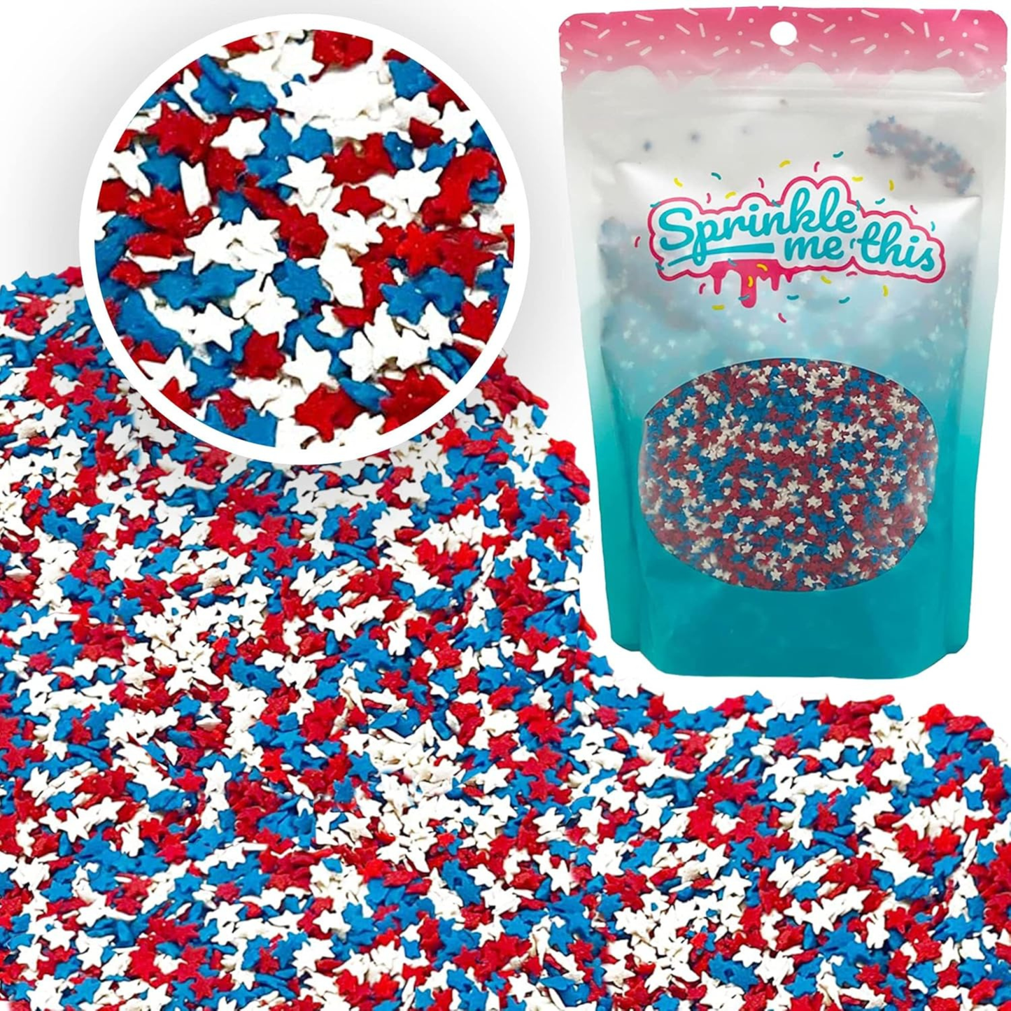 Gift Box Garden | America 250th Anniversary Limited Edition Gourmet Sprinkle Gift Box | Patriotic Red, White & Blue Sprinkle Set | 4 oz ea. Small Stars, Large Stars, Jimmies, & Decorettes