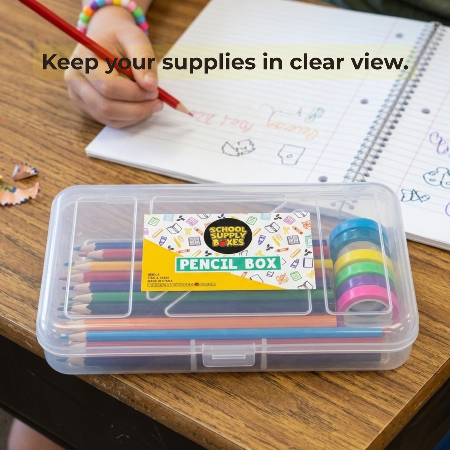 School Supply Boxes | Clear, Translucent Pencil Box | Available in 3 Pack, 6 Pack, 12 Pack, 24 Pack, & 48 Pack | Durable and Stackable Organizer for School Supplies & Office Products