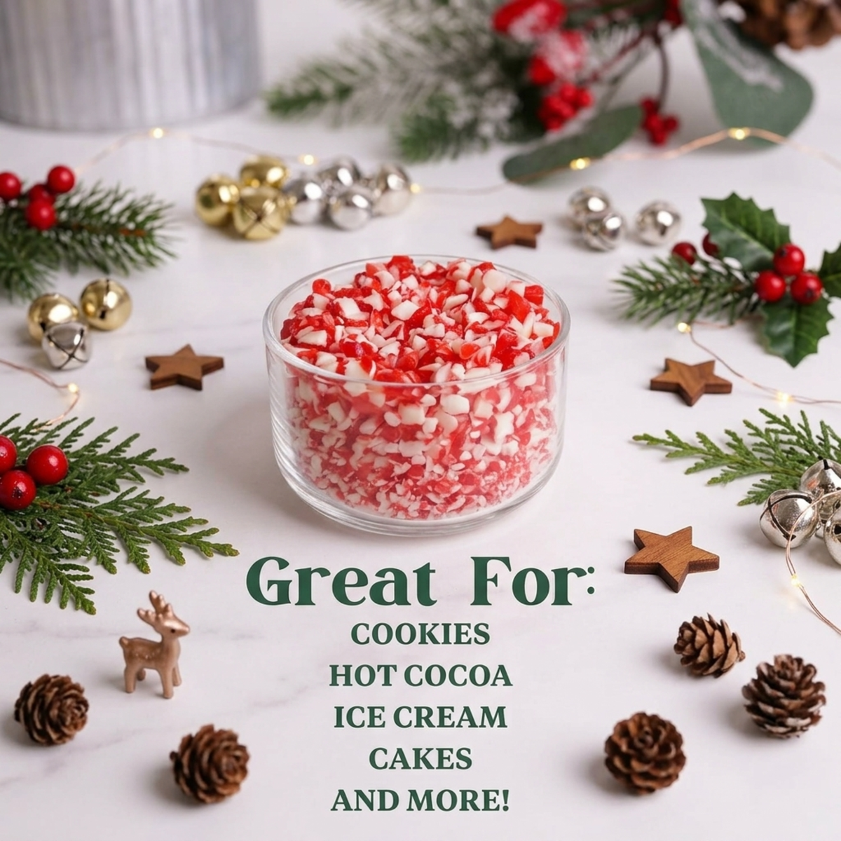 Treat Yourself! | Festival Peppermint Candy Cane Crunch | Holiday 10 oz Bag (Multiple Pack Sizes) | Crushed Candy Cane Pieces for Baking, Hot Cocoa, Ice Cream, & Holiday Desserts