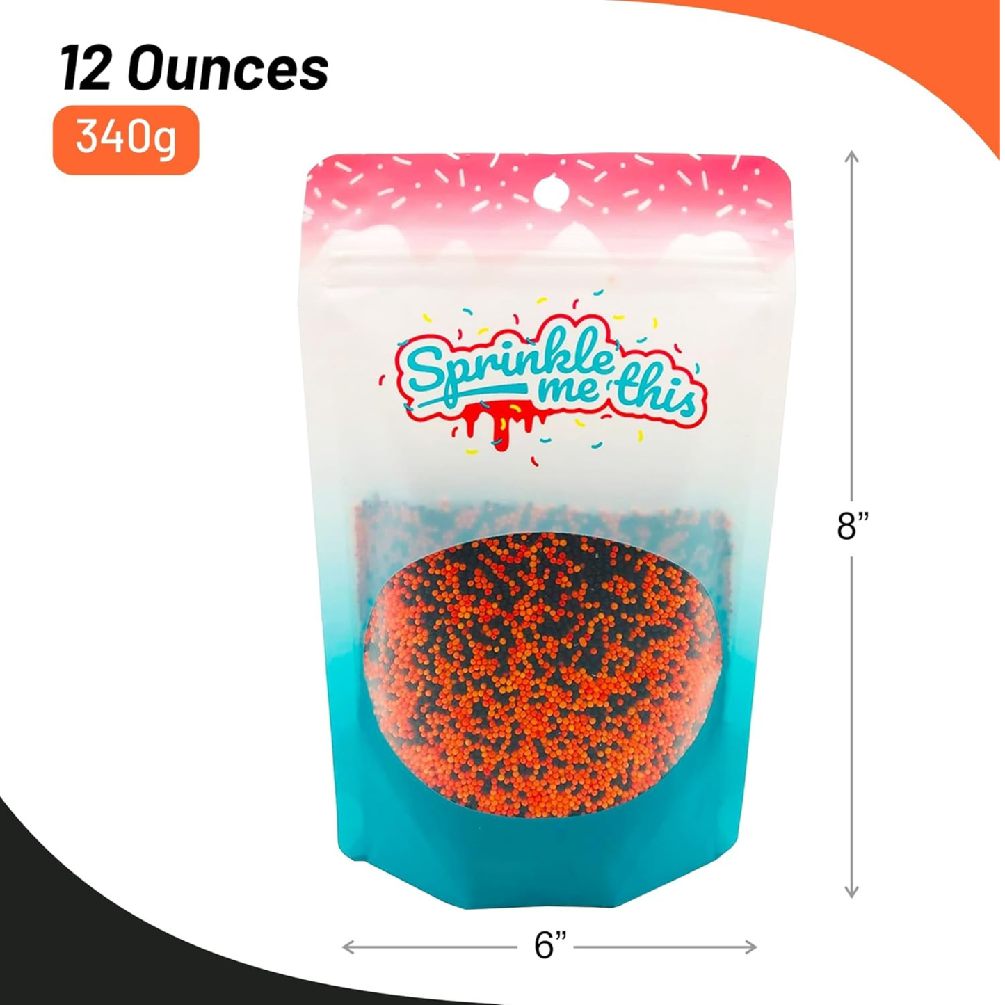 Sprinkle Me This – A Touch of Halloween Nonpareils Sprinkles – 4, 8 & 12 oz – Halloween Dessert Topping for Cookies, Cupcakes & Cakes