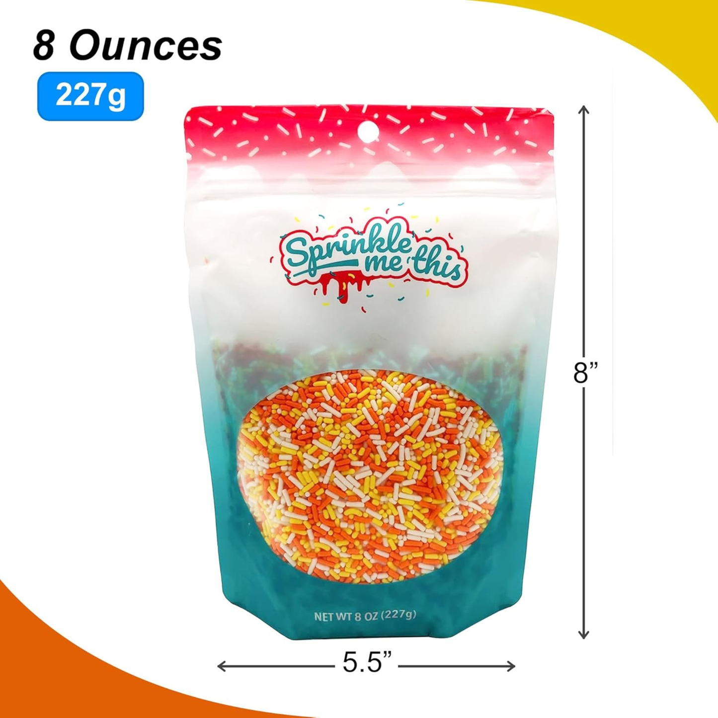 Sprinkle Me This - Harvest Candy Corn Blend Edible Sprinkles - 4, 8 & 12 oz - Fall Dessert Topping for Cookies, Cupcakes & Cakes
