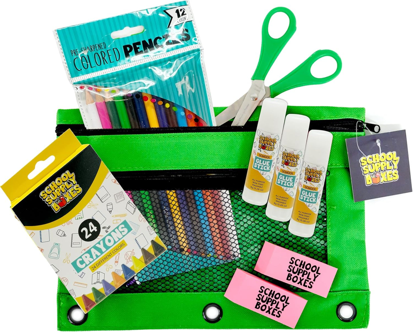 School Supply Boxes | 17" Clear & Black Backpack Bundle | Back to School Set for Elementary Students | 1 Backpack, Case (6), Pallet (180)