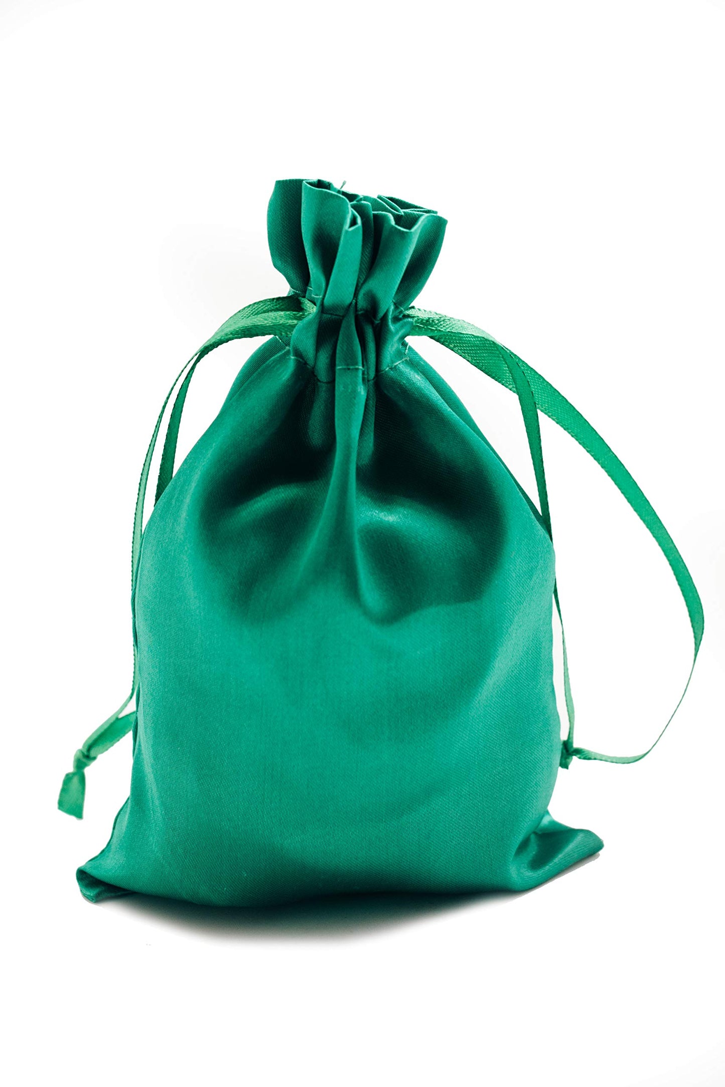 St. Patrick's Day Green Pouch w/ 20 Milk Chocolate Gold Coins - Linen Drawstring Bag - Golden American Half Dollar Coins - St. Paddy's Day Wedding and Party Favors