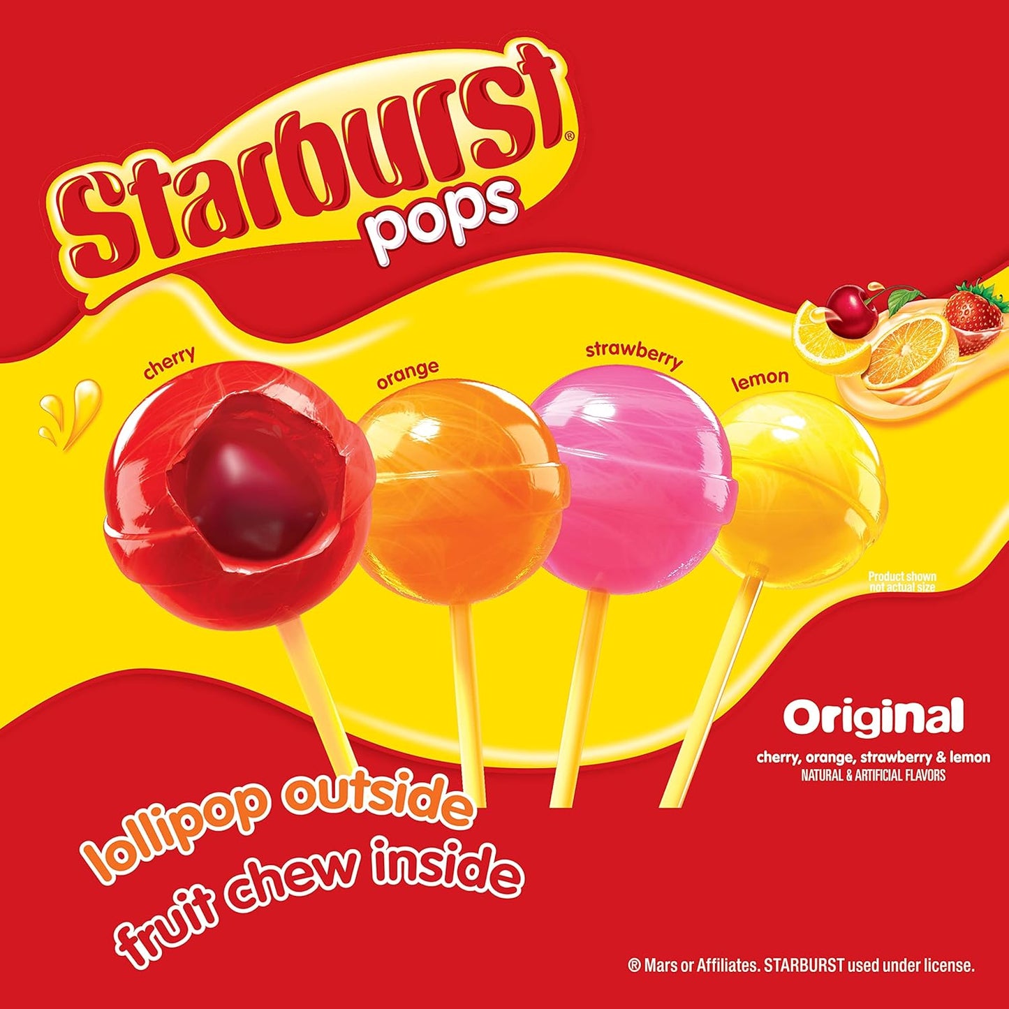 Starburst Pops Original  (8.8 oz Bag) – Lollipops with Fruity Chew Center – Approx. 15 Pops (Cherry, Orange, Strawberry, Lemon)