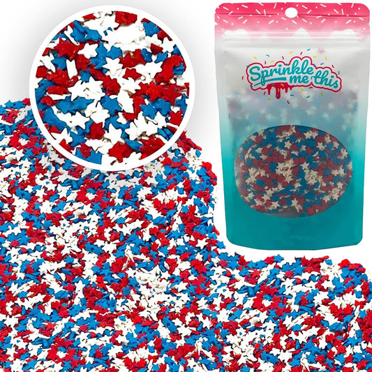 Sprinkle Me This – Patriotic 4th of July Large Star Sprinkles – Red, White & Blue – 4, 8 & 12 oz