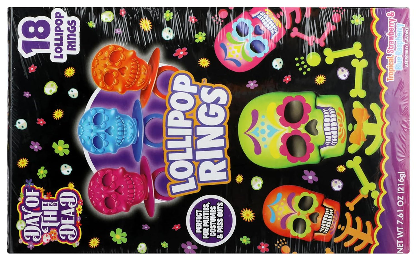 Skull-Shaped Lollipop Rings by Flix Candy – 7.61 oz Box (18 Count)
