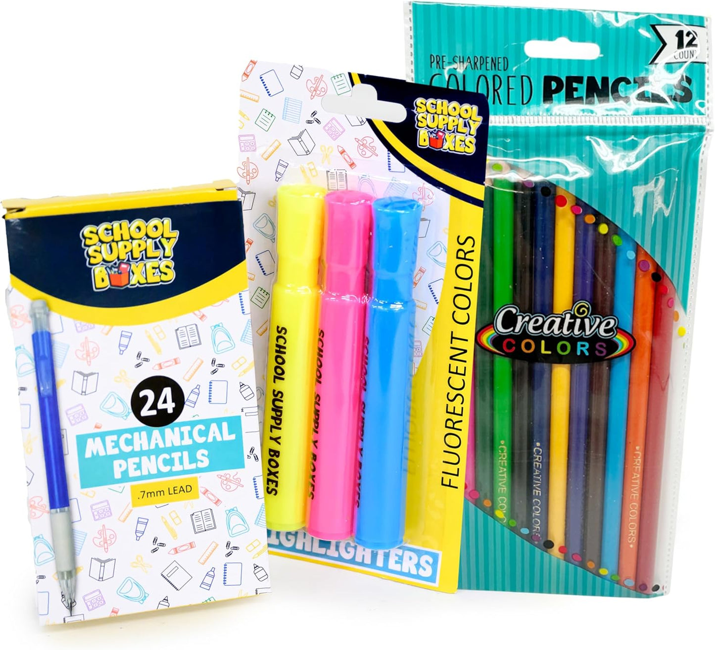 School Supply Boxes | 17" Clear & Black Backpack Bundle | Back to School Set for Middle School Students | 1 Backpack, Case (6), Pallet (180)