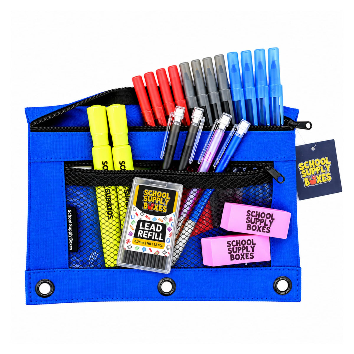 School Supply Boxes | Secondary School Bundle (50 Piece) | House Brand Edition | Available in a Box (1 Unit), a Case (2 Units), and a Pallet (112 Units)