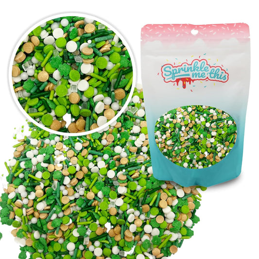 Sprinkle Me This –  Emerald Isle Blend – St. Patrick’s Day Sprinkles – Clover, Jimmies, Confetti & Pearls – 8 & 12 oz for Baking & Decorating
