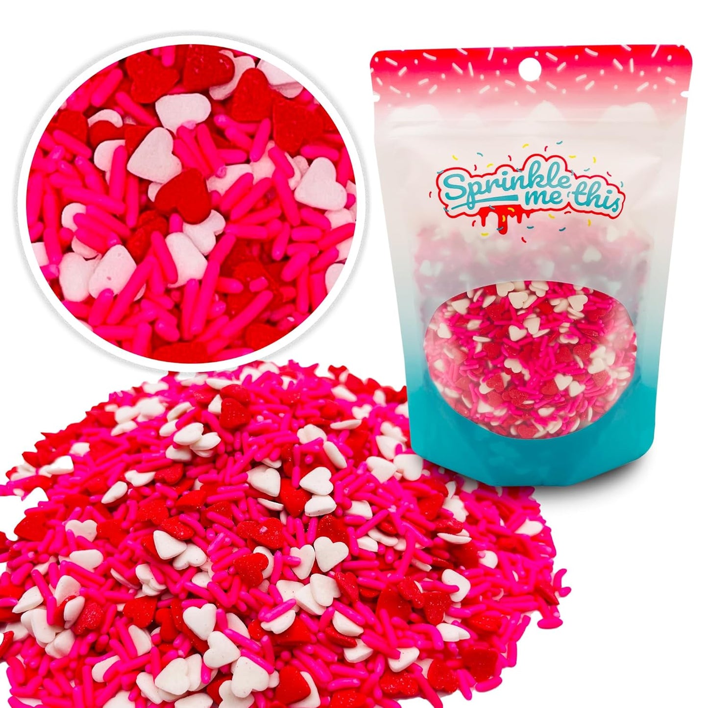 Sprinkle Me This – Made with Love Pink Heart Sprinkles – 4, 8, 12 oz – Fun & Festive Cake, Cupcake & Dessert Decorations
